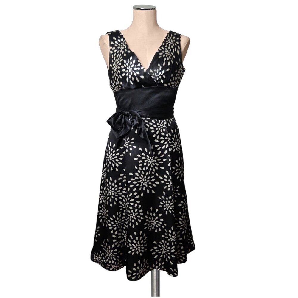 TED BAKER Black White Flower Burst Silk Dress 1